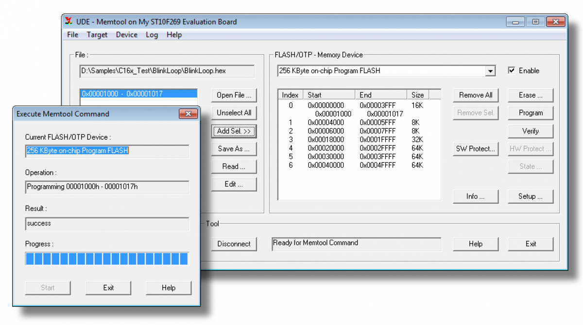 PLS - UDE MemTool FLASH programming