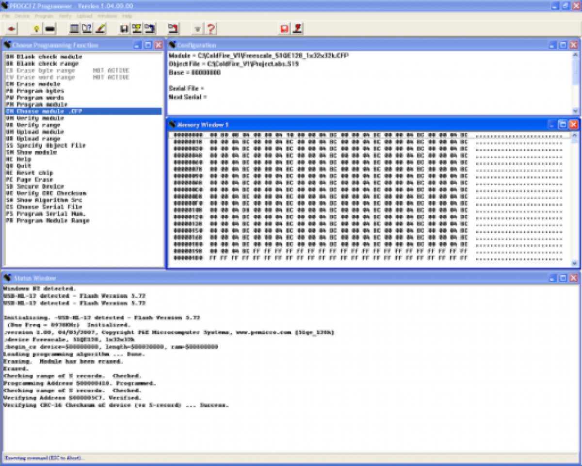 ColdFire V1 Flash書き込みソフトウエア(PROGCFV1)